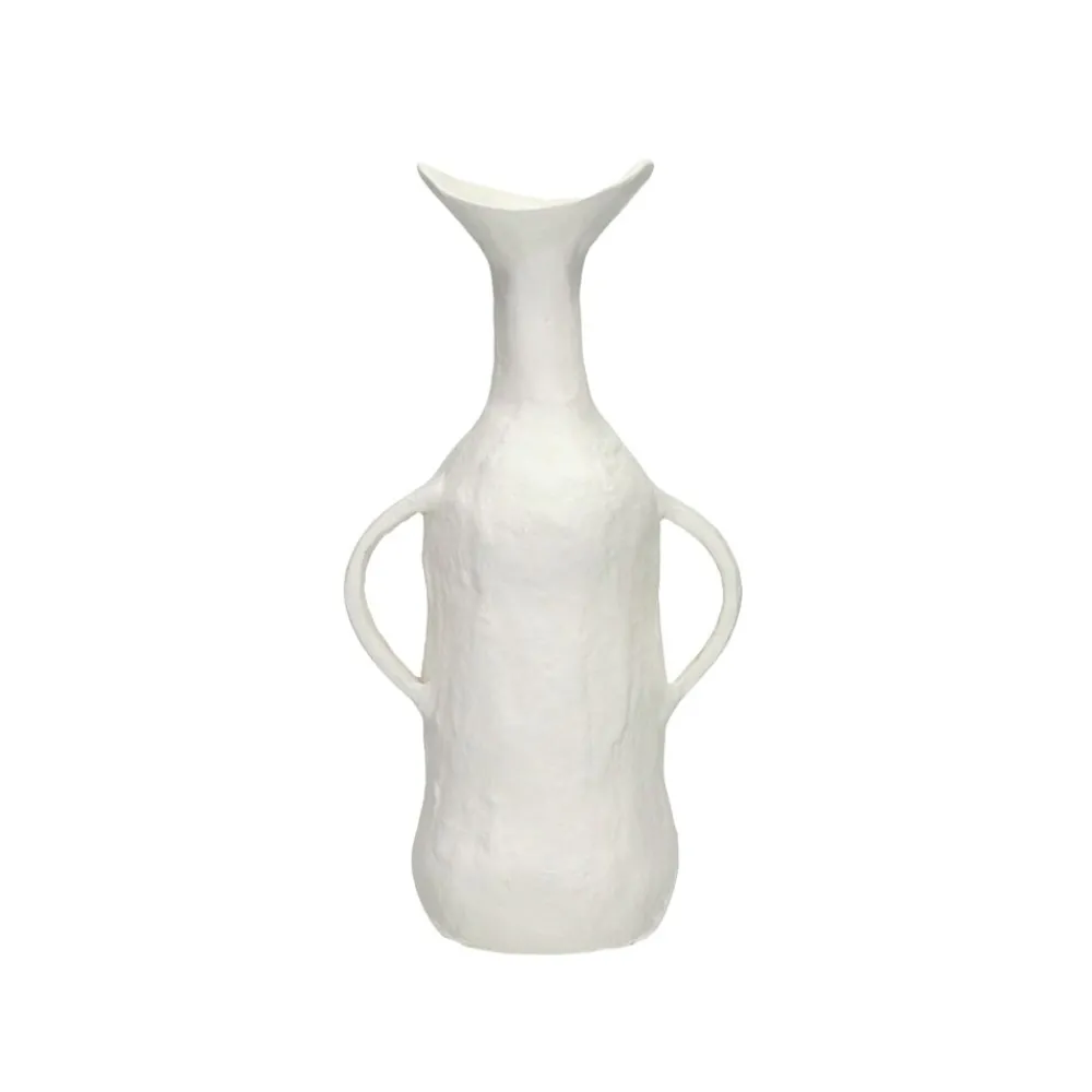 Pomax Vases-TRULLI - vase - aluminium - L 13,5 x W 8,5 x H 25,5 cm - blanc cassé
