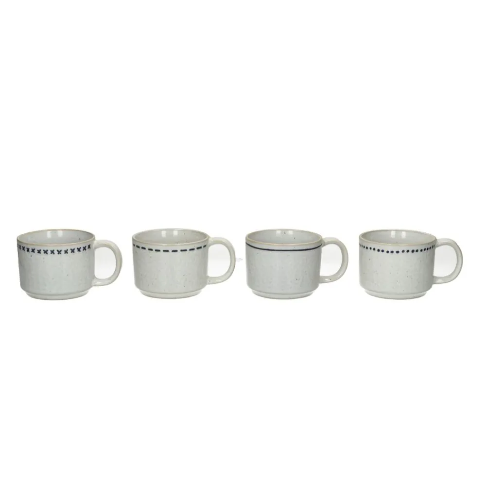 Pomax Accessoires-TULUA - set/4 gobelets - grès - DIA 9 x H 6,9 cm - blanc