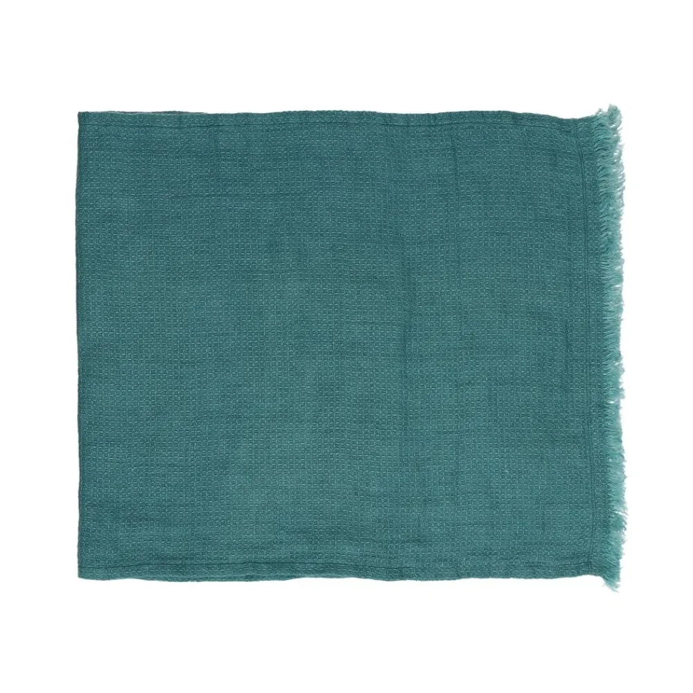 Pomax Linge De Table-VENTOUX - nappe de table / plaid - lin - L 250 x W 140 cm - teal