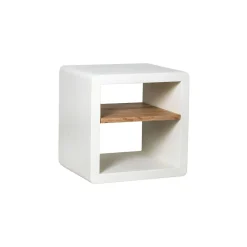 Pomax Étagères-VERONA - rack 1 étagère - enduit à la chaux / bois d'acacia - L 60 x W 50 x H 60 cm - blanc cassé