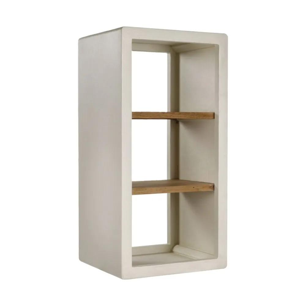 Pomax Étagères-VERONA - rack 2 étagères - enduit à la chaux / bois d'acacia - L 45 x W 40 x H 90 cm - blanc cassé