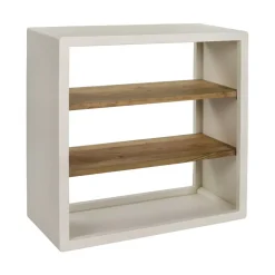 Pomax Étagères-VERONA - rack 2 étagères - enduit à la chaux / bois d'acacia - L 90 x W 40 x H 90 cm - blanc cassé