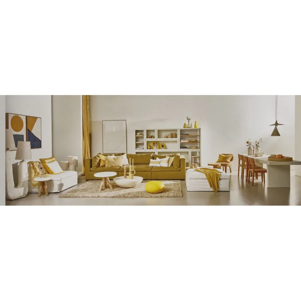 Pomax Étagères-VERONA - rack 2 étagères - enduit à la chaux / bois d'acacia - L 45 x W 40 x H 90 cm - blanc cassé