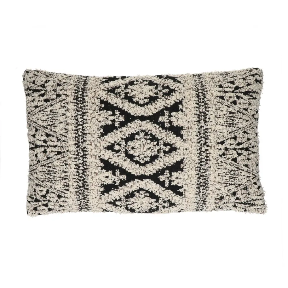 Pomax Coussins-VERSO - coussin - coton / viscose - L 50 x W 30 cm - noir/blanc