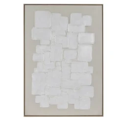 Pomax Tableau / Déco Murale-VICENZA - toile avec cadre - lin / bois de pin - L 103 x W 4,3 x H 143 cm - blanc cassé