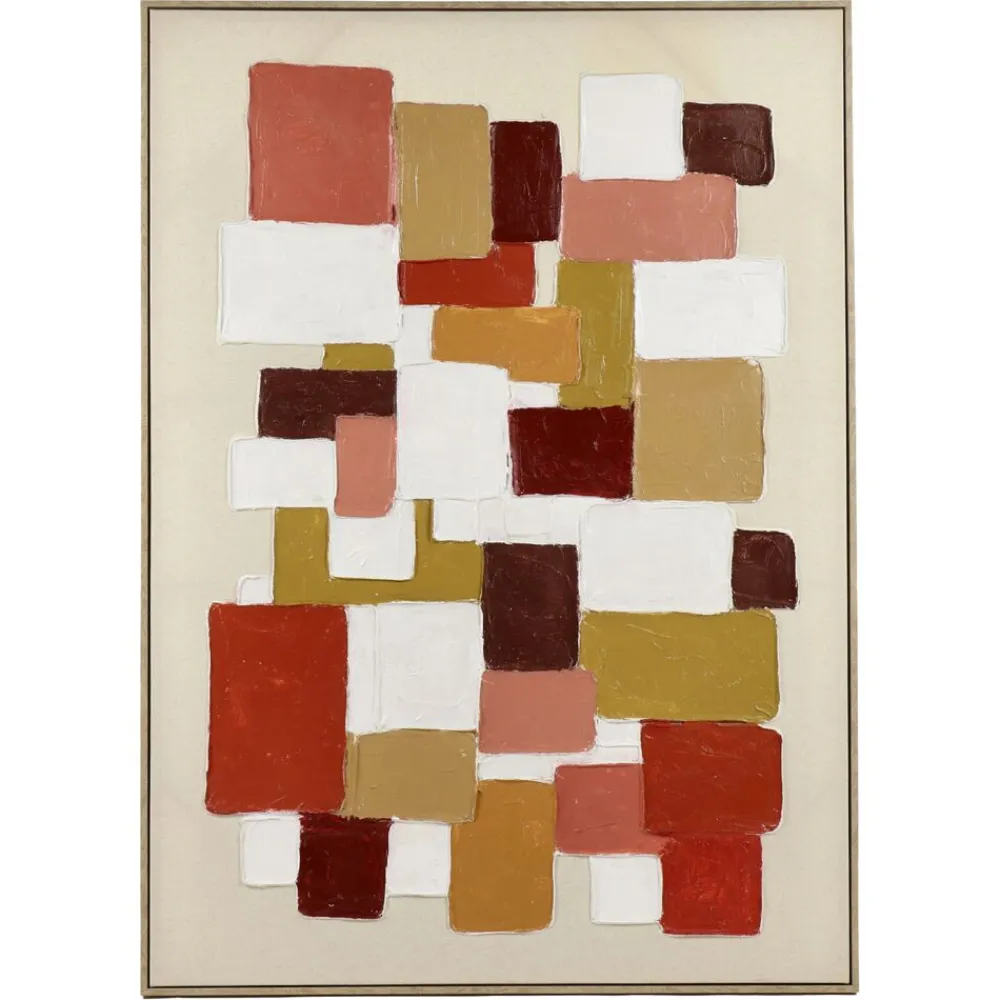 Pomax Tableau / Déco Murale-VICENZA - toile avec cadre - lin / bois de pin - L 100 x W 4 x H 140 cm - multicolore