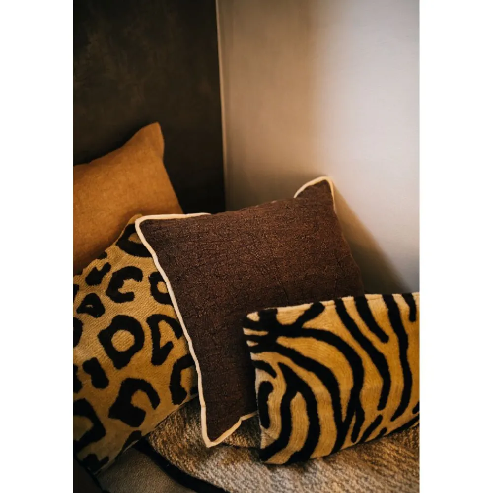 Pomax Coussins-WILDLIFE - coussin - coton / lin - L 60 x W 40 cm - chocolat
