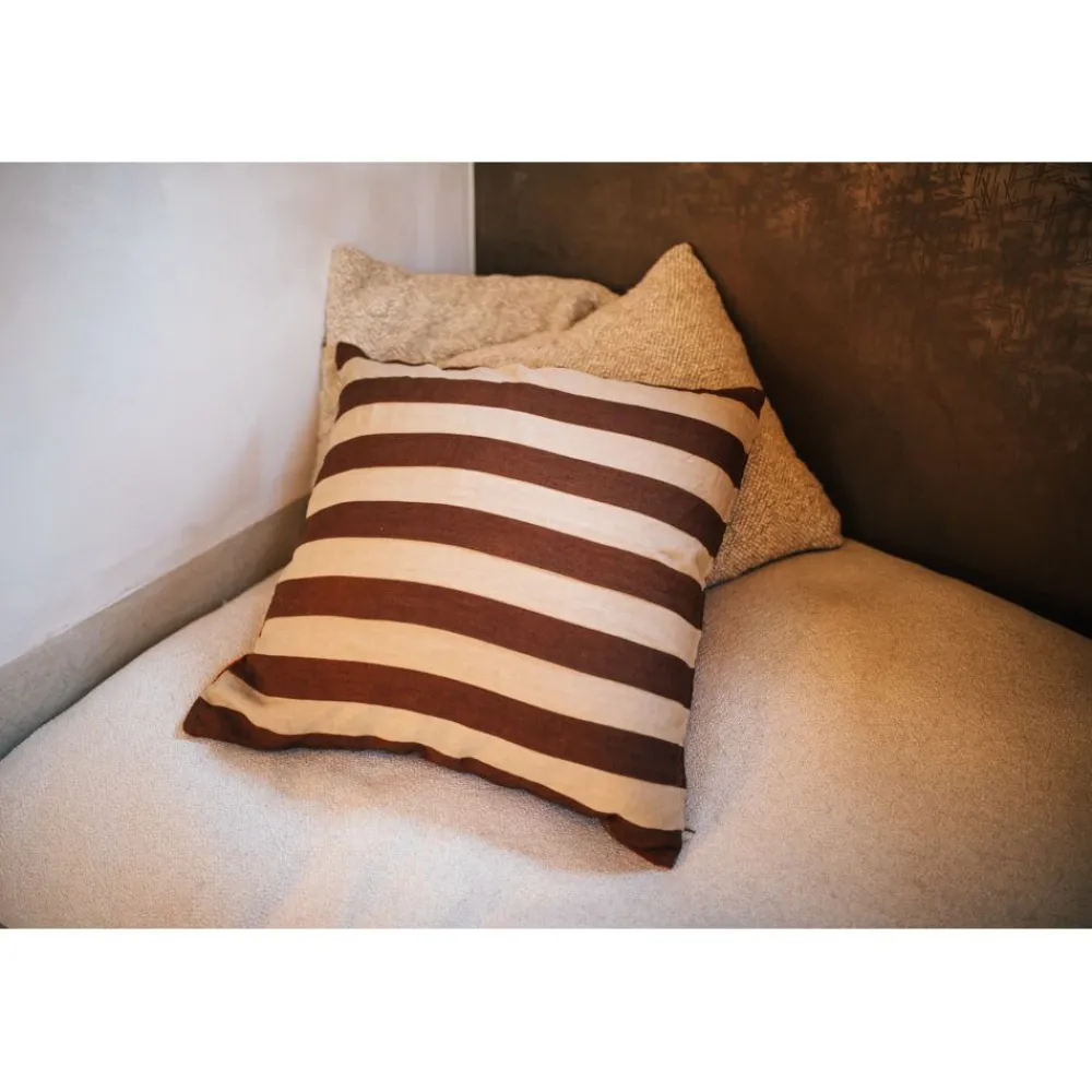 Pomax Coussins-WILDLIFE - coussin - lin / coton - L 60 x W 60 cm - chocolat