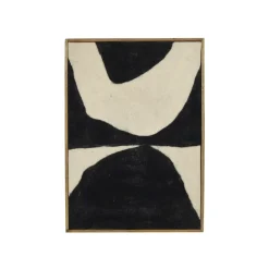 Pomax Tableau / Déco Murale-WOOLY - toile avec cadre - bois de mangier / laine - L 76 x W 6,5 x H 107 cm - noir/blanc