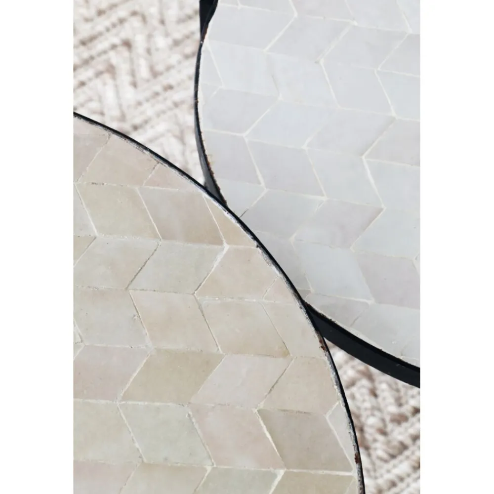 Pomax Concepts Modulaires-ZELLIX - dessus de table - zelliges marocaines - DIA 55 x H 2 cm - blanc
